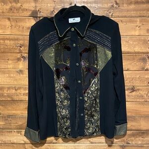 Tommy & Lou Lou Embellished Button-Up Shirt | Women’s L